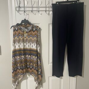 Slim factor by investments navy pants Robert Louis large top